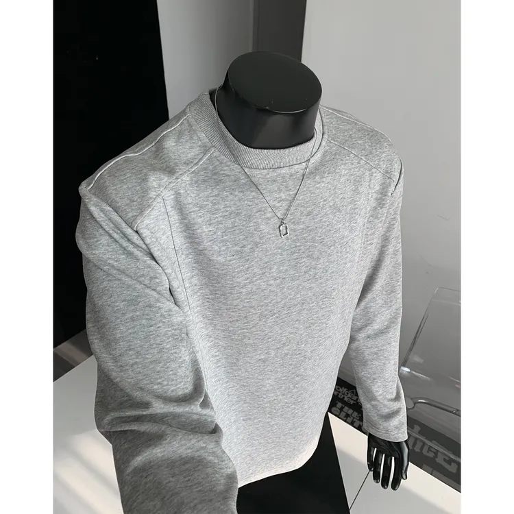 boxy正肩拼接长袖t恤男春秋美式潮牌内搭打底衫重磅上衣宽松外套