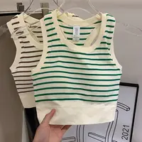 条纹运动背心 绿色M码