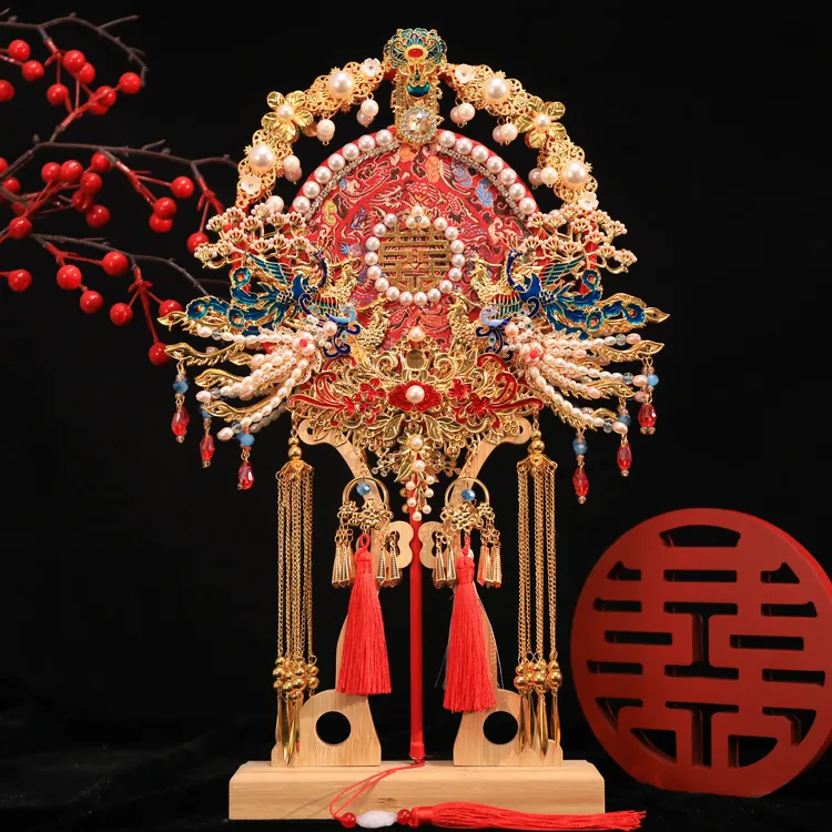2025年新款新娘团扇结婚diy材料包秀禾高级成品精致大气重工喜扇