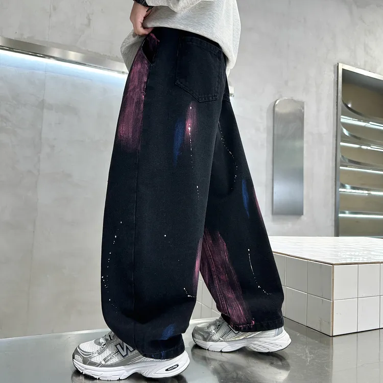 男童牛仔裤加绒加厚中大童一体绒长裤宽松潮酷小男孩秋冬裤子童裤