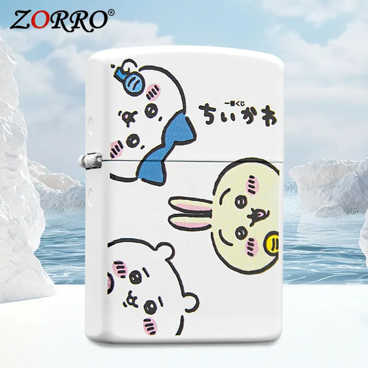 ZORRO佐罗正品防风煤油打火机UV白漆板彩印彩印吉伊卡哇男生礼物~