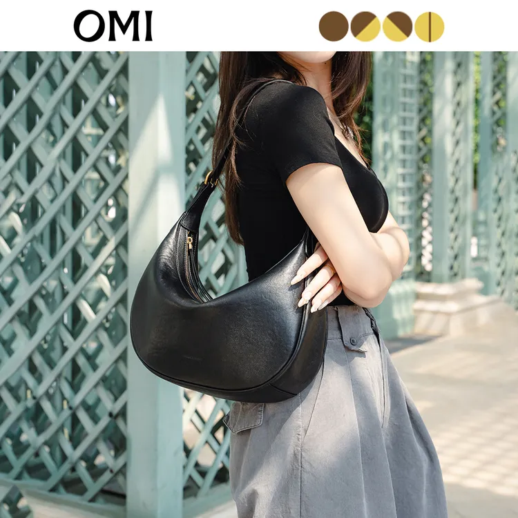 OMI/欧米新品植鞣胎牛皮月牙包复古单肩包托特包饺子包通勤百搭