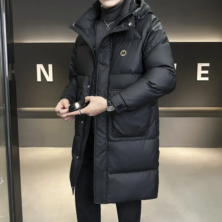 羽绒服男中长款冬季2025新款连帽休闲帅气时尚高端加厚冬装外套男