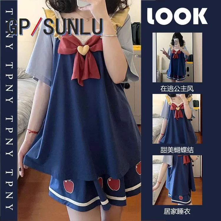 日本小众GP白雪公主短袖睡衣夏季女款少女卡通甜美家居服短裤套装