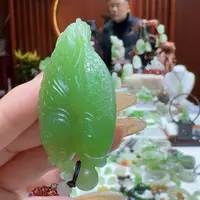 和田玉翠青双鱼未镶嵌