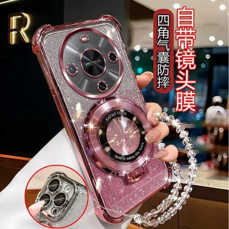 气囊防摔华为畅享70X手机壳BREAL80高质量镜头全包闪粉CD支架轻奢