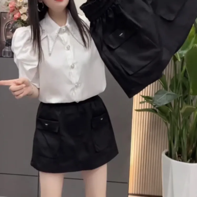 夏季新款三角标百搭短裤裙