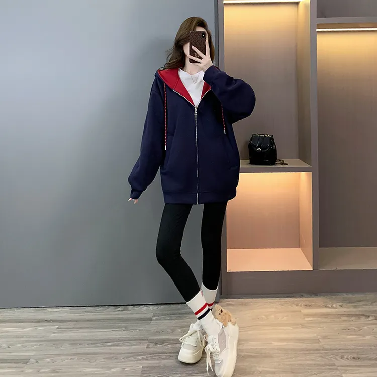 连帽卫衣女2025新款秋冬爆款宽松慵懒风休闲上衣拉链卫衣开衫外套