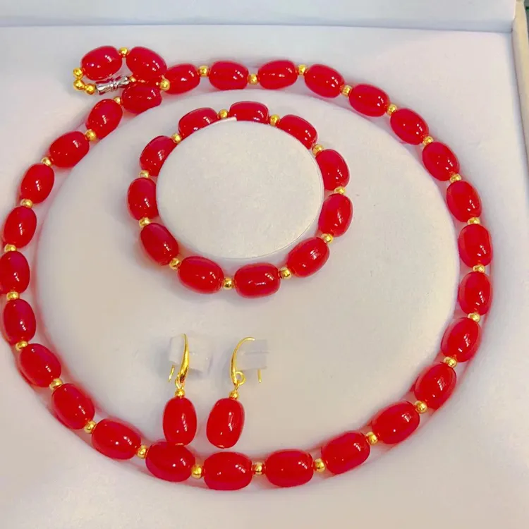 合金玻璃耳饰 无镀层少女风合金中国风玻璃百搭红色轻奢