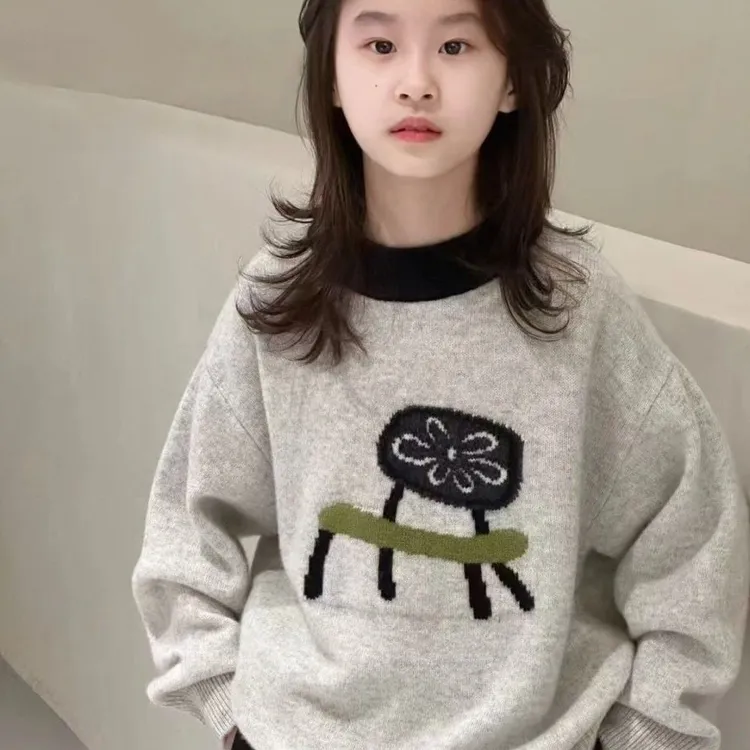 专柜【断码】女童秋冬装新款女孩春秋款套头打底衫圆领德绒保