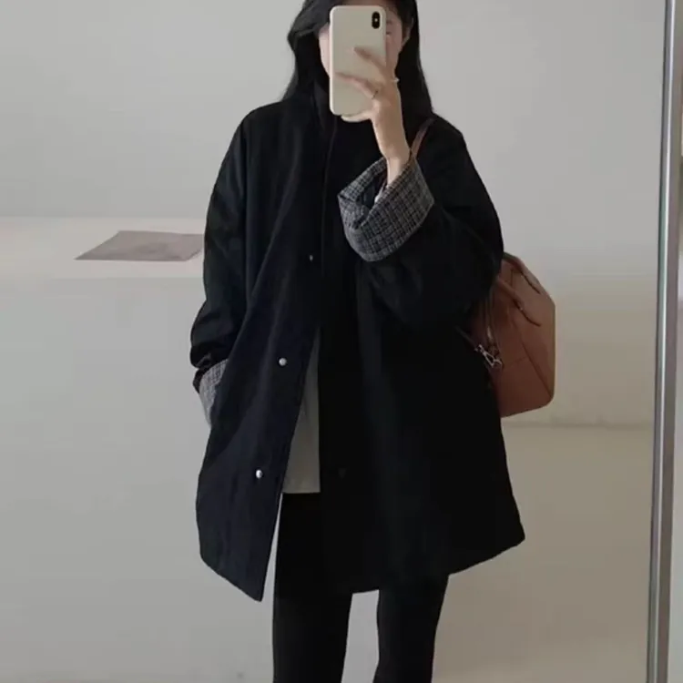 2025宽松常规立领保暖棉服欧韩风外套秋冬上衣外套女
