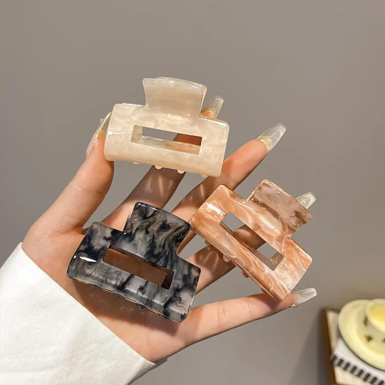 珍美妮2025新款大理石纹晕染醋酸抓夹高级感后脑勺半扎发发夹百搭