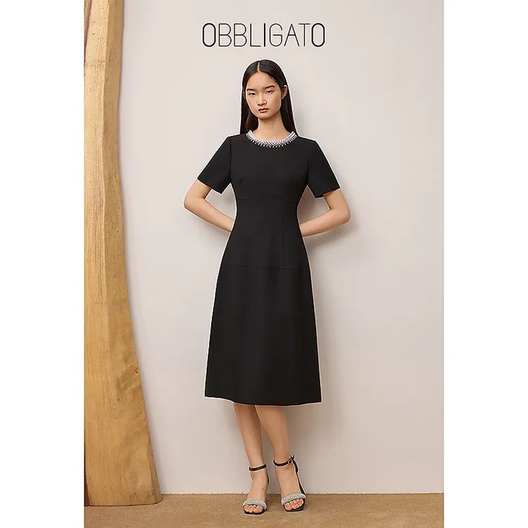 OBBLIGATO奥丽嘉朵2025夏季立体剪裁连衣裙1C35205380