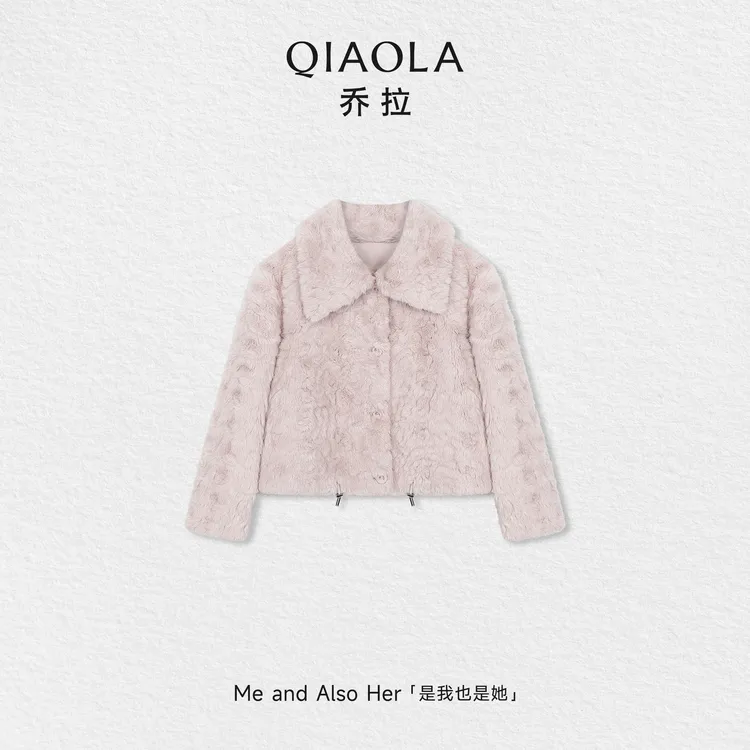 QIAOLA/乔拉【臻宝流光】秋冬时尚高级感简约百搭大翻领短外套