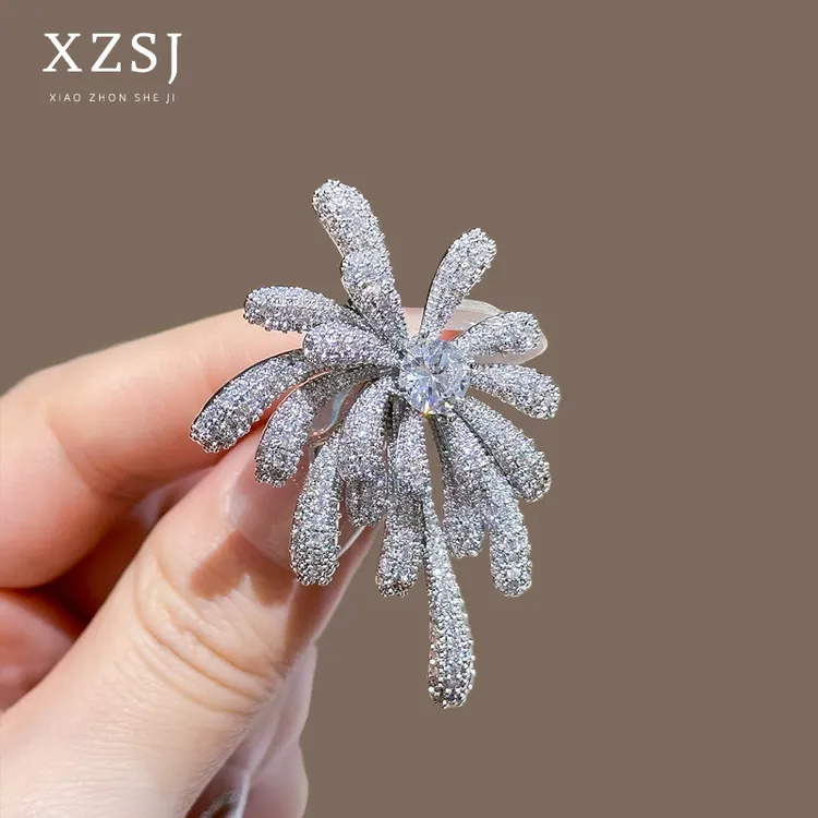 铜锆石胸针 绽放高端百搭烟花别针轻奢高档精致大衣搭配饰胸花女
