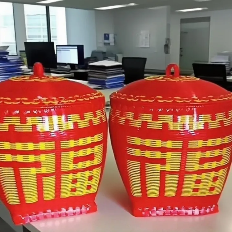 手工藤编喜庆乔迁结婚拜神箩筐家用收纳篮子婚庆喜事搬家储物筐