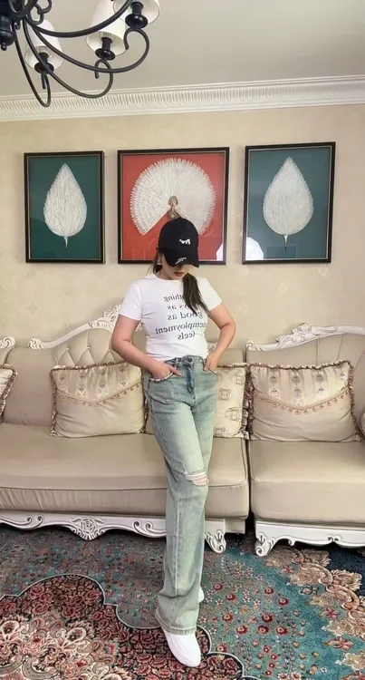 90233ALM牛仔裤直筒裤冬季高腰裤子水洗长裤设计师宽松女士