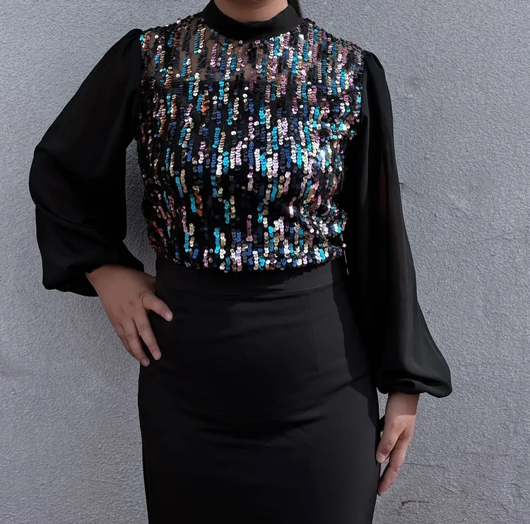 时尚女款彩色亮晶晶衬衫raglik  pistan  kopta