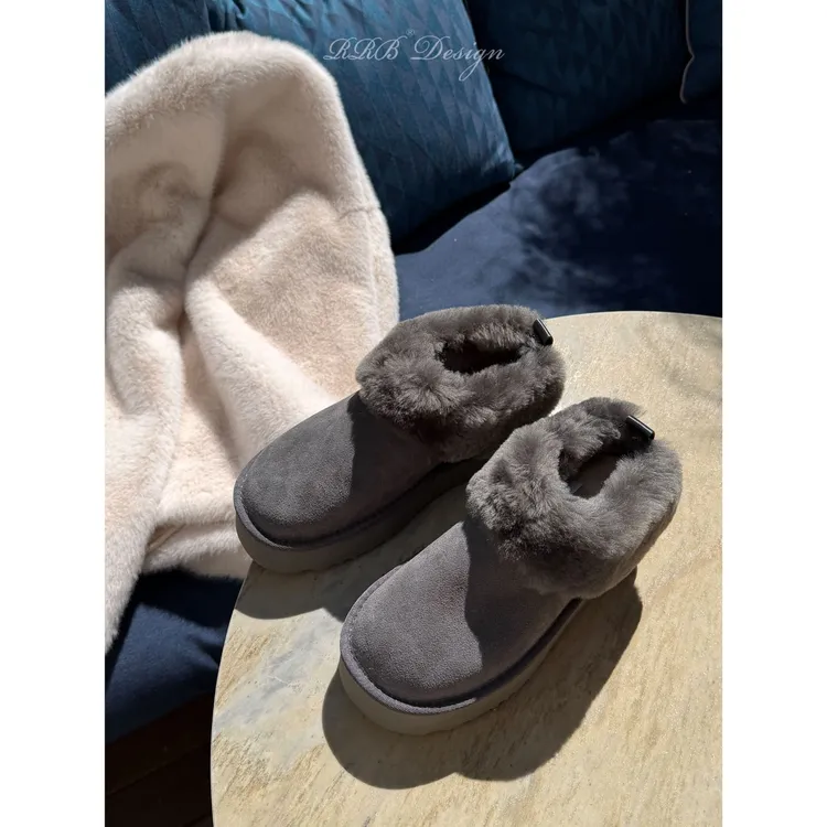 RRB Design 增高厚底舒适保暖牛反毛皮羊毛内里百搭休闲雪地靴