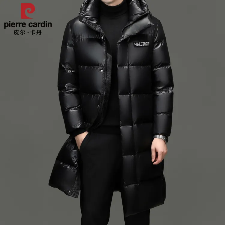 皮尔卡丹2025年冬季新款长款过膝加厚羽绒服百搭面包服保暖外套男