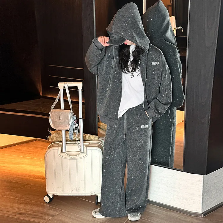 女童套装春秋款2025新款儿童洋气时髦卫衣中大童休闲运动两件套潮