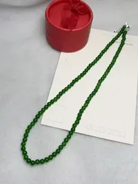 4-6036-天然碧绿色精致款妈妈链（拍一发一不配证书）