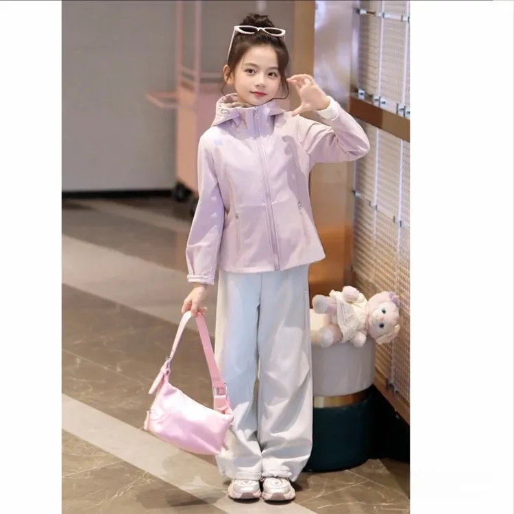 女童外套冬季2025新款韩版儿童洋气连帽防风保暖小女孩加绒冲锋衣