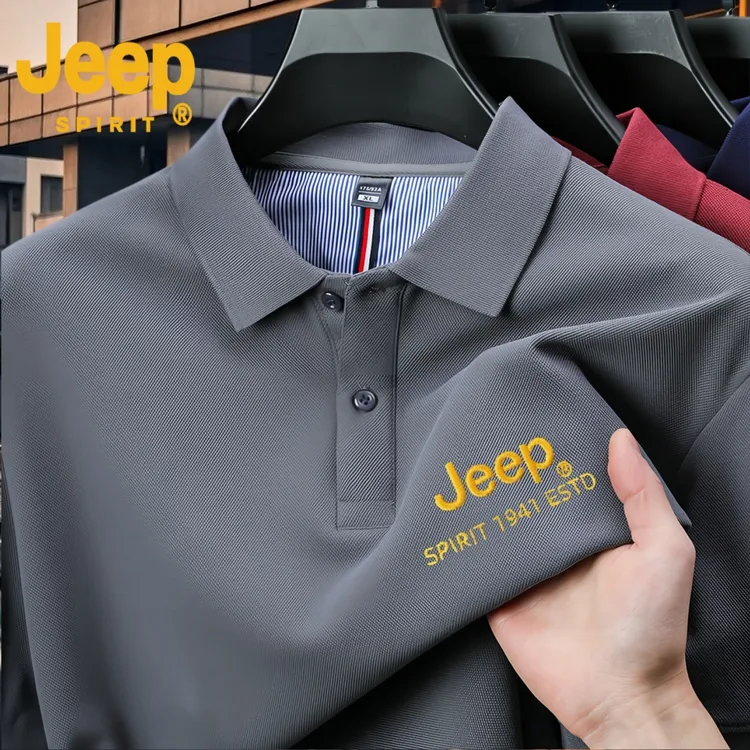 JEEPSPIRIT新款短袖男装休闲流行潮流经典翻领刺绣polo衫品牌舒适
