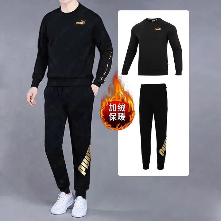 PUMA彪马运动套装男装2025新款两件套金标加绒保暖卫衣束脚长裤