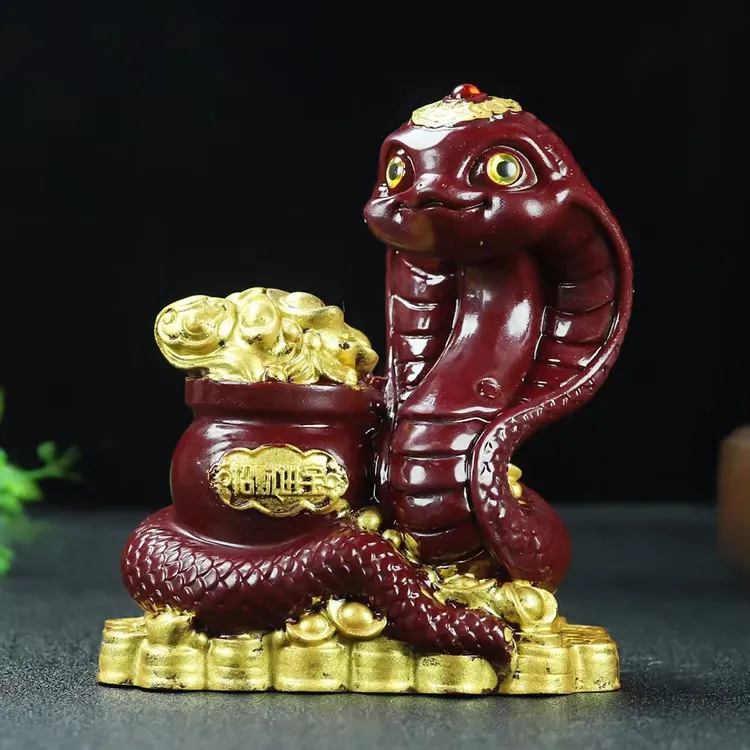 蛇年爆款朱砂摆件高档客厅装饰品办公工艺品蛇年吉祥物转运本命