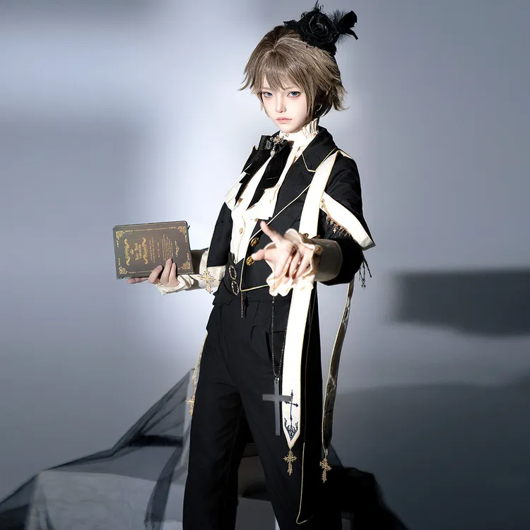 锦慕lolita【祷告者】哥特王子装洛丽塔基佬装燕尾长西装外套裤子