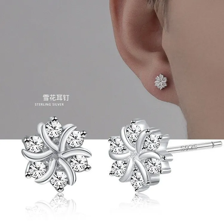 铜合金耳饰 【轻奢设计】针耳钉男高级感雪花2025年新款潮养耳