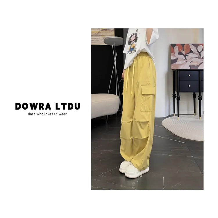 朵拉【宝藏裤】2025年夏季新款松紧带纯色百搭工装裤休闲裤11-819