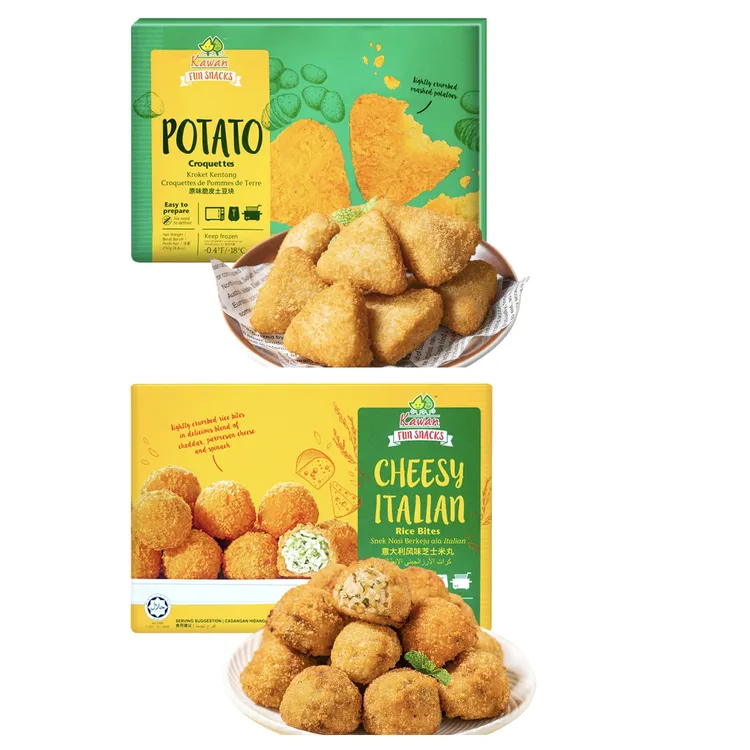 【26年4月】Kawan进口小吃脆皮薯饼+芝士米丸黄金组合美食宵夜办公必备