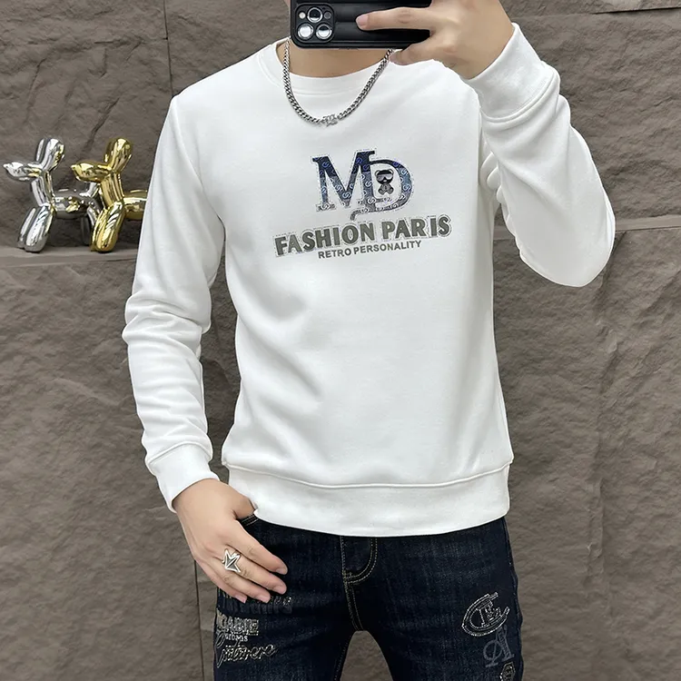 高端男士印花卫衣男士2025秋冬爆款时尚潮牌长袖套头圆领修身潮流