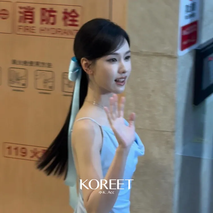 陈都灵同款！蓝色蝴蝶结发夹！女2025新款高端长飘带一字夹盘发器