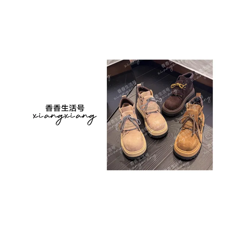 【香香严选】新款厚底英伦风系带复古马丁靴6669-5 跟高5厘米