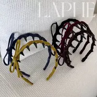 LAPHE 韩系丝绒高颅顶复古波浪蝴蝶结发箍防滑压发发卡头箍女
