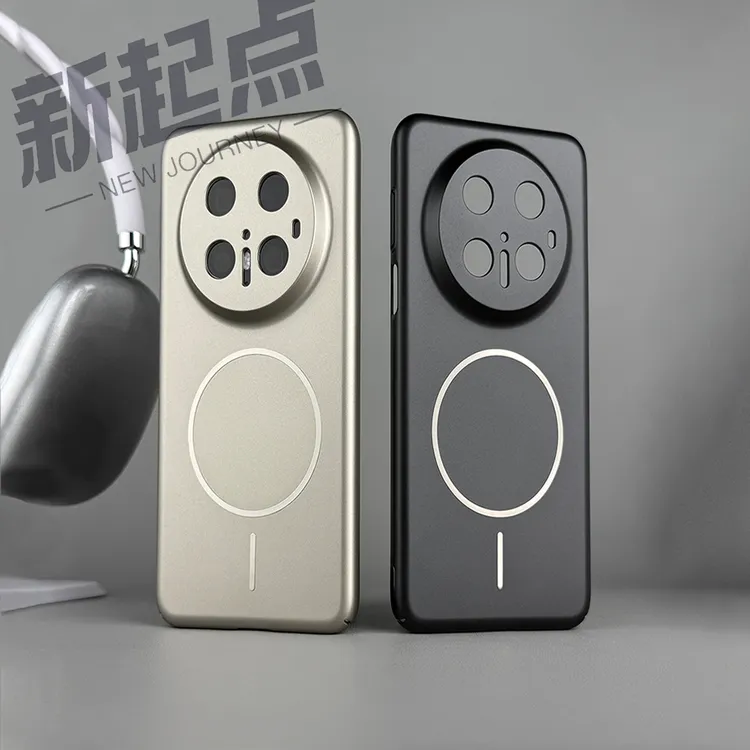 适用华为mate70pro简约磨砂肤感mate60金属细圈磁吸轻薄手机壳硬