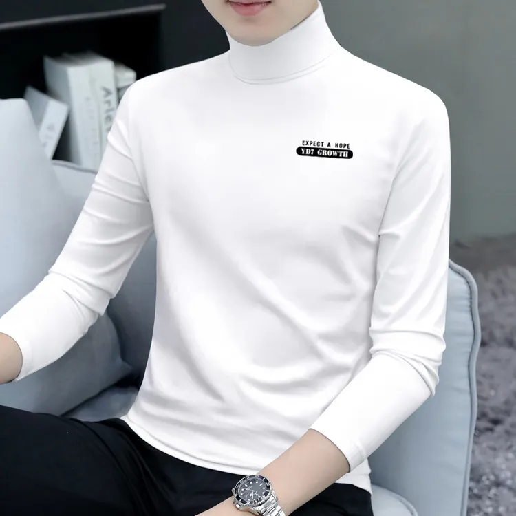 秋冬长袖高领T恤半高领冬季男士高领打底衫百搭长袖秋季上衣男装