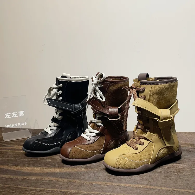 【琥珀流光】甜酷靴左左家儿童新款牛皮复古中筒男女童西部牛仔靴秋