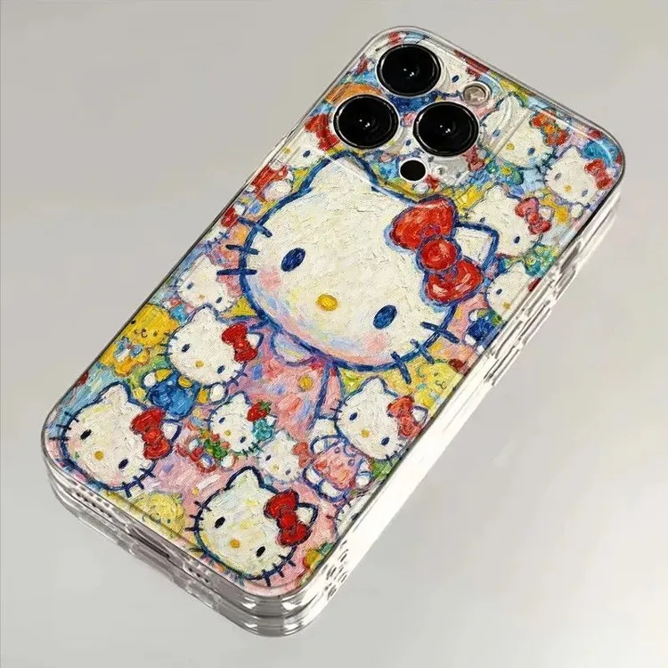 满屏油画KT猫适用iPhone17手机壳华为荣耀透明VIVO创意OPPO小米15