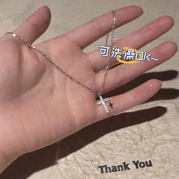 柯柒 钛钢项链 十字架项链女轻奢小众设计感时尚百搭冷淡风锁骨链