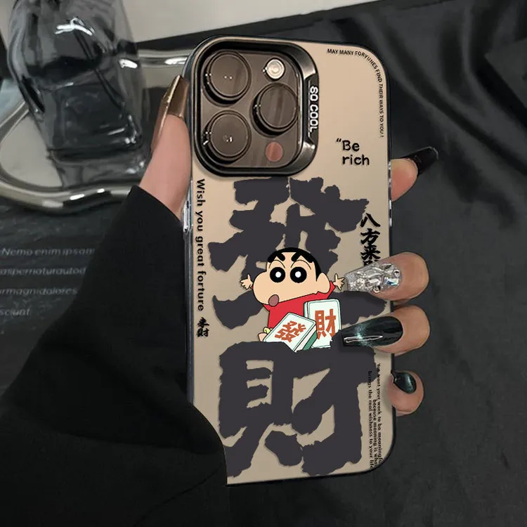 撞色元气发财小新适用于苹果16手机壳iphone15华为oppo小米vivo防
