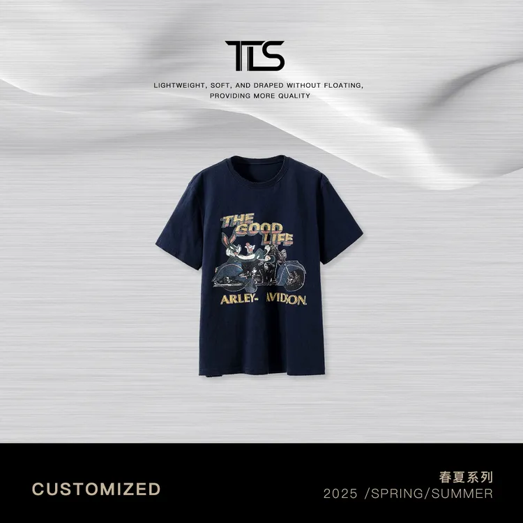 TT【机车兔八哥】有机棉双股纱线经典童趣圆领卡通纯色短袖T恤2893