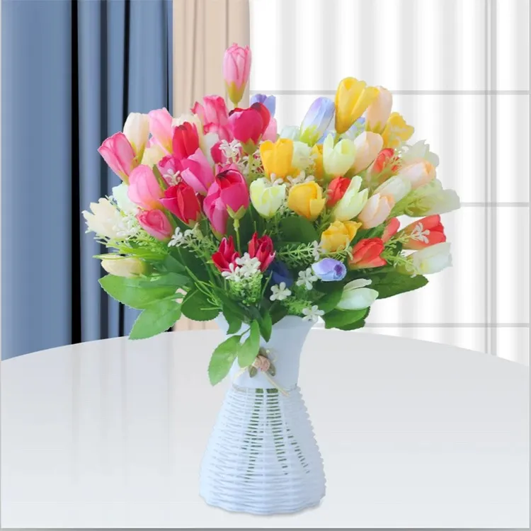 仿真郁金香假花绢布花束网红假花仿真花玉兰花装饰花道具桌面摆件