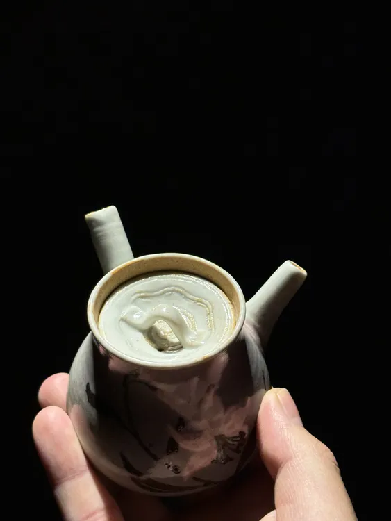 古出石烧釉里红浮雕侧把大号急须壶泡茶壶带盖泡茶器家用陶瓷茶具