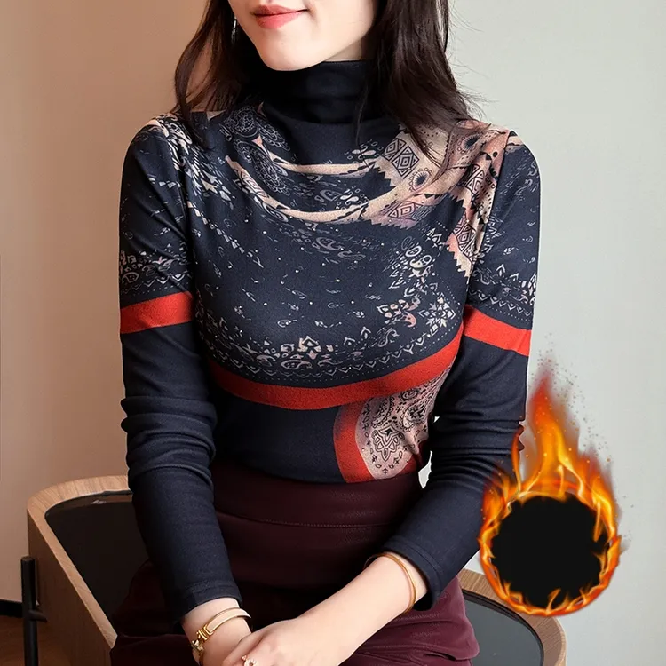 【追梦专属】加厚慕斯绒2025秋冬新款长袖半高领百搭洋气修身上衣女