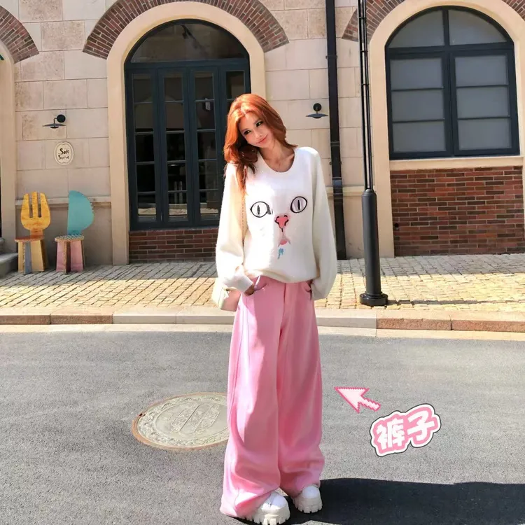 婉君【新弯刀裤】秋季休闲风时尚宽松拖地裤LWJ25C3K2808