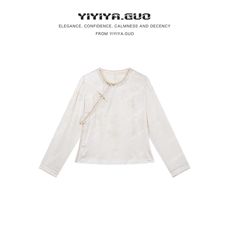 yiyiya.Guo艺艺吖【苏美人】圆领斜襟提花长袖上衣080304SS52